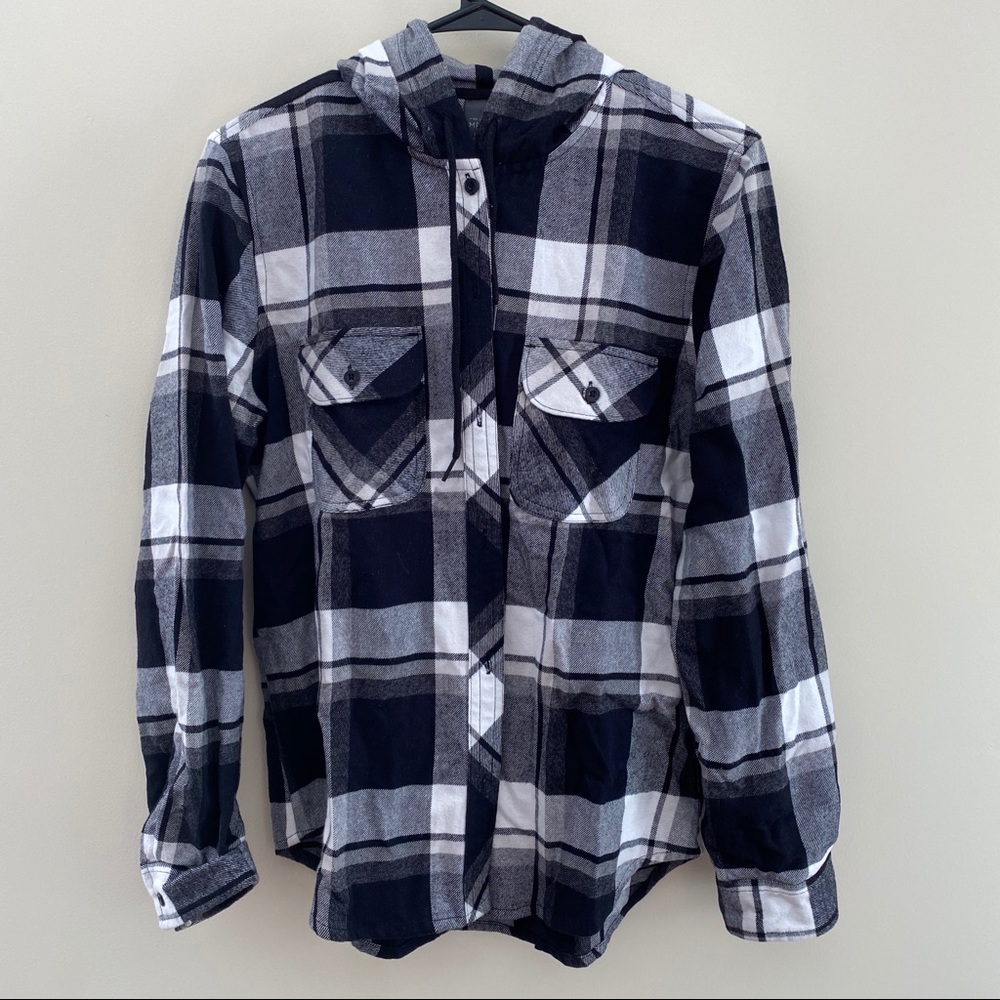 Plaid Button Down With Hood